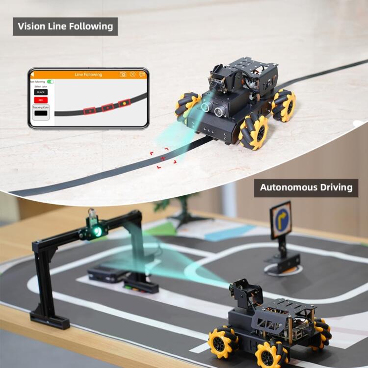 HIWONDER Raspberry Pi 5 4GB AI Vision Robot Car Kit, Mecanum Wheels, 2DOF HD Camera, Python Programming, Open Source DIY Robot Kit for Teens - Image 2
