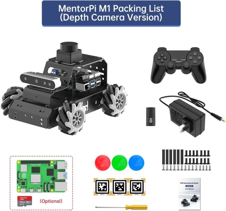 HIWONDER Raspberry Pi 5 Robot Car with 3D Depth Camera MentorPi M1 Mecanum-Wheel Chassis ROS2-HUMBLE Support SLAM Mapping Navigation and Autonomous Driving（Without Raspberry Pi 5） - Image 2