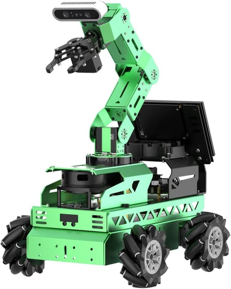 HIWONDER ROS2 ROS1 robot car with AI Vision 6DOF robot arm is suitable for ROS educational learning robot, supporting SLAM mapping/navigation /Python, JetRover development kit and Jetson Nano 4GB