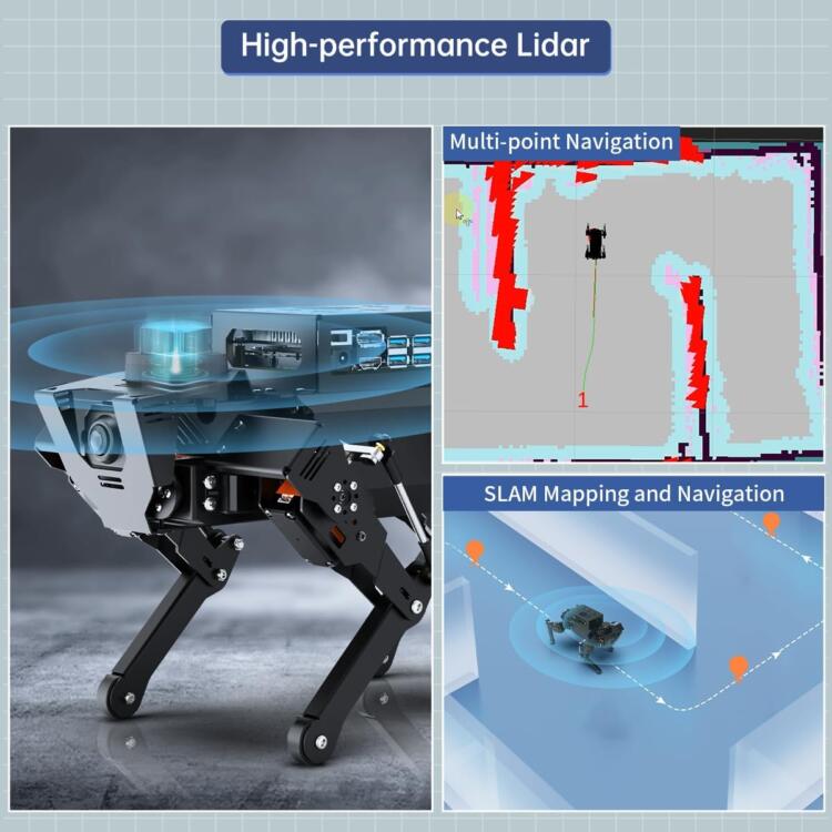 HIWONDER ROSPug Quad Bionic Robot Dog AI Vision Powered by Jetson Nano ROS Open Source Python Programming SLAM Mapping and Navigation For Adults - Image 5