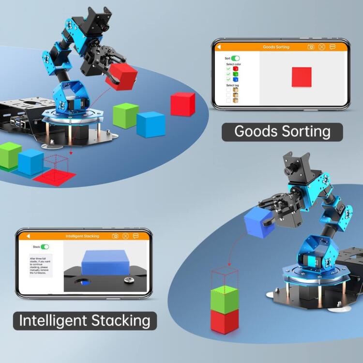 HIWONDER 6DOF Robotic Arm Kit Powered by Raspberry Pi 5 4GB AI Vision Programming Robot Arm ROS Open Source for Adults and Teens (Advanced Kit) - Image 4