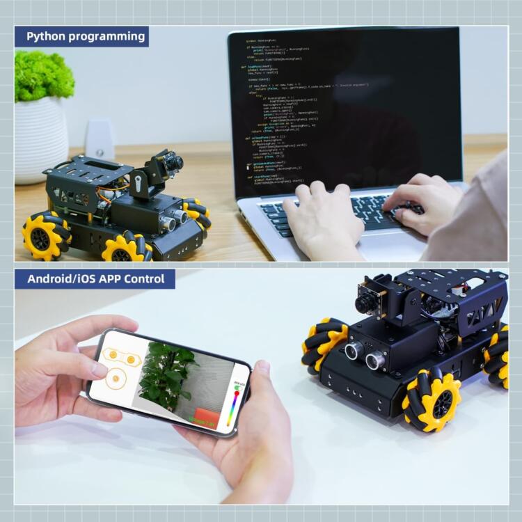 HIWONDER Raspberry Pi 5 4GB AI Vision Robot Car Kit, Mecanum Wheels, 2DOF HD Camera, Python Programming, Open Source DIY Robot Kit for Teens - Image 8