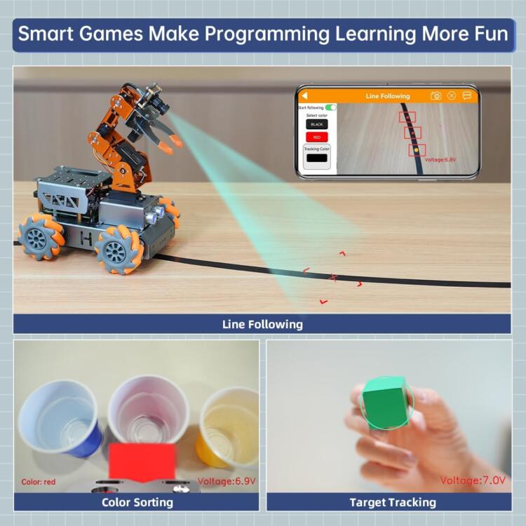 HIWONDER 5DOF AI Vision Robotic Arm Raspberry Pi 5 Smart Robot Arm Mecanum Wheel Chassis Robot Car Kit(Without RPi Board) - Image 7