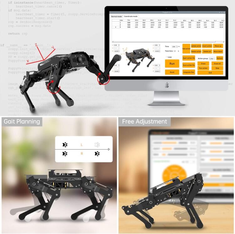 HIWONDER Quadruped Robot for RaspberryPi 5 ROS2 ROS1 Open Source AI Vision Smart Robot Dog for Adults and Teens, PuppyPi Standard & RPi5 4GB - Image 8