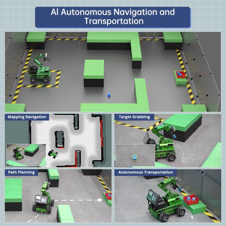 HIWONDER ROS2 ROS1 Robot Car with AI Vision 6DOF Robotic Arm for ROS Education Learning Robot Support SLAM Mapping/Navigation/Python, JetRover Standard Kit & Jetson Nano 4GB - Image 5