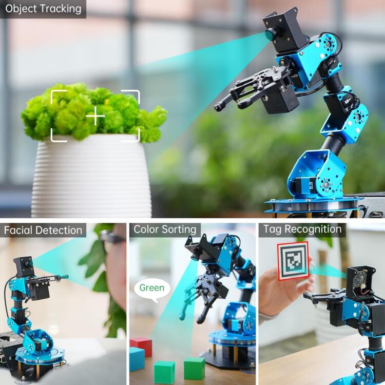 HIWONDER 6DOF Robotic Arm Kit Powered by Raspberry Pi 5 4GB AI Vision Programming Robot Arm ROS Open Source for Adults and Teens (Advanced Kit) - Image 3